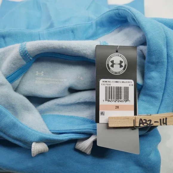 Under Armour Hoodie Thermal Fleece Womens Plus Size 2X Warm Up Blue Sweatshirt - Picture 3 of 3